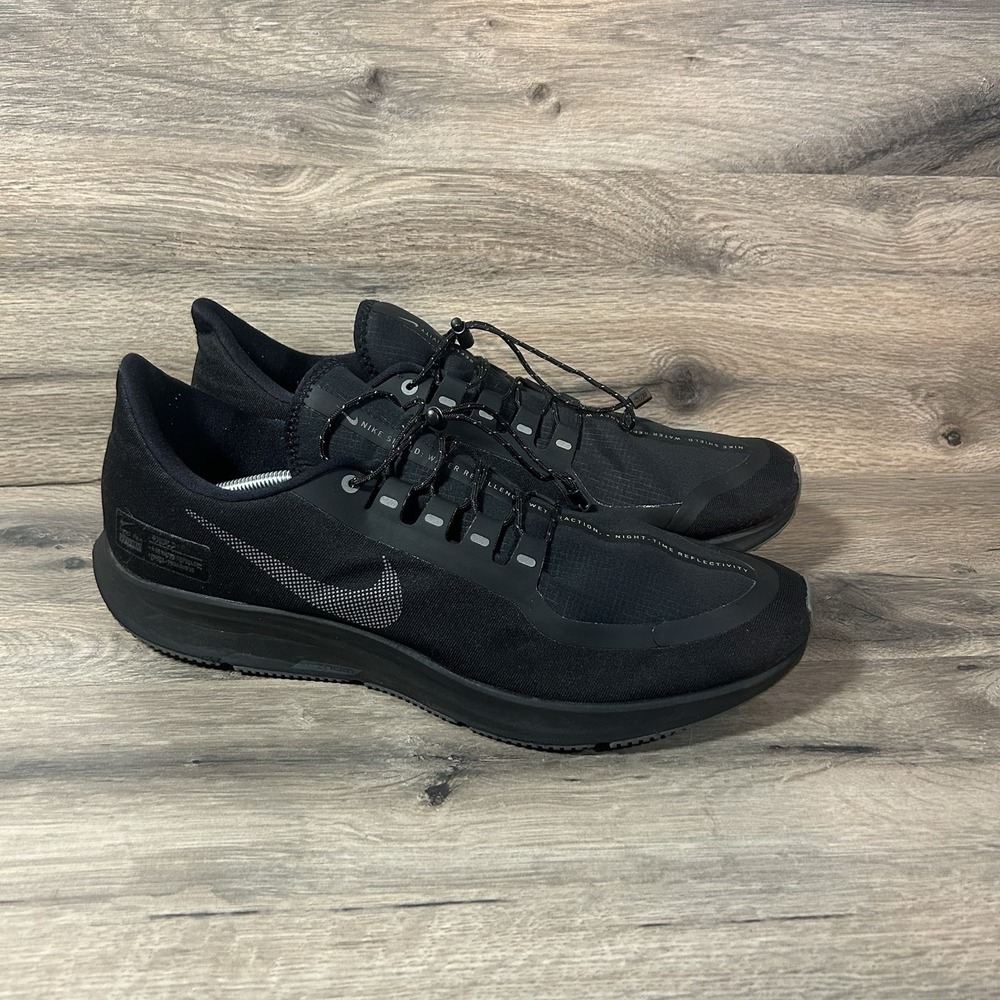 Nike Air Zoom Pegasus 35 Shield Men Sz 15 Water Repellent AA1643-002 Black Shoes